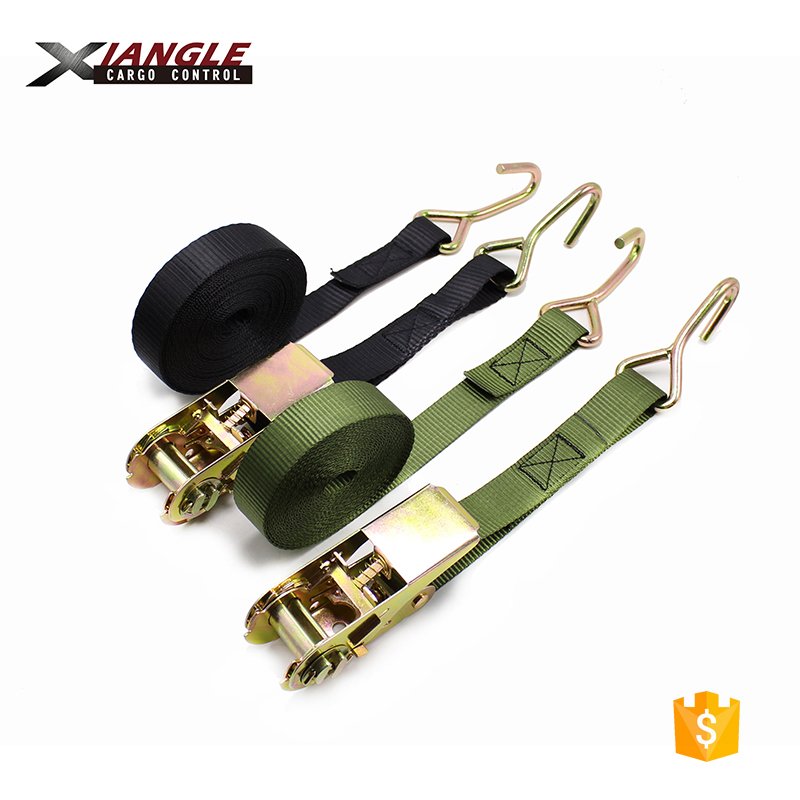 Heavy duty Ratchet Strap Tie Down Anchor Cargo Trailer Boat Hook ,1" 800kg polyester webbing tie down straps