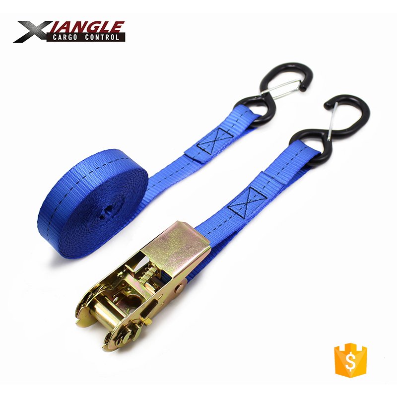 Heavy duty Ratchet Strap Tie Down Anchor Cargo Trailer Boat Hook ,1" 800kg polyester webbing tie down straps