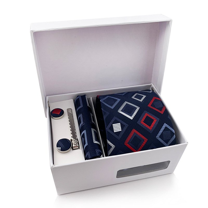 Polyester Tie and Handkerchief classic Tie Men Neck Tie Set with Gift Box
