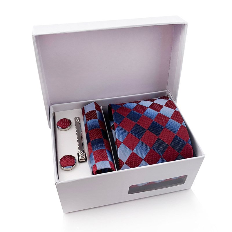 Polyester Tie and Handkerchief classic Tie Men Neck Tie Set with Gift Box