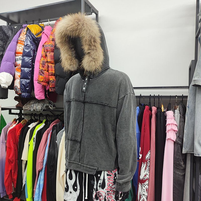 Drop Shipping OEM Streetwear Custom Logo Pullover Oversized Monkey Wash Vintage Hoodie for Men