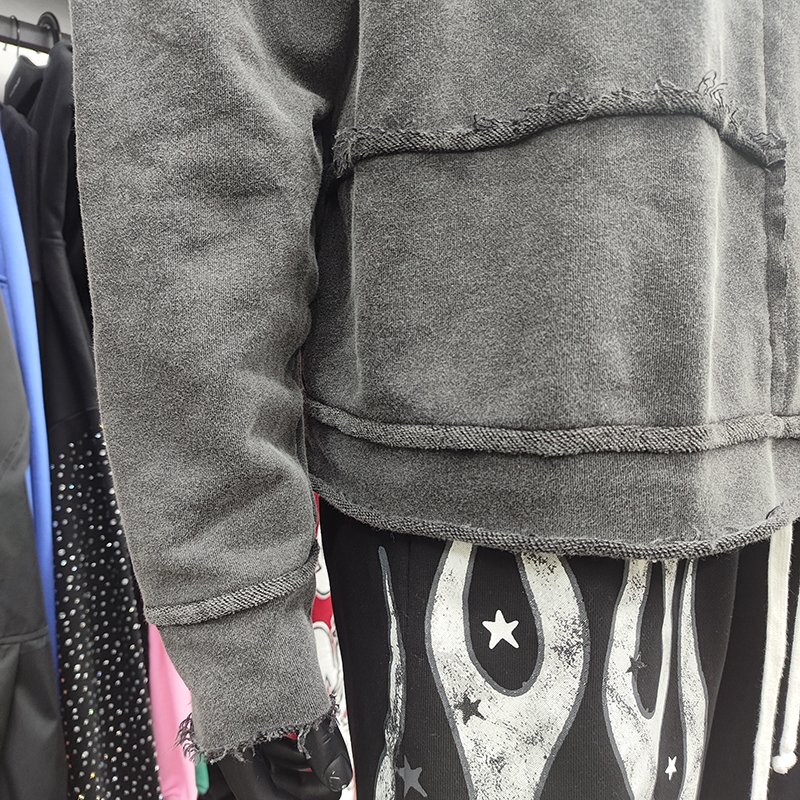 Drop Shipping OEM Streetwear Custom Logo Pullover Oversized Monkey Wash Vintage Hoodie for Men