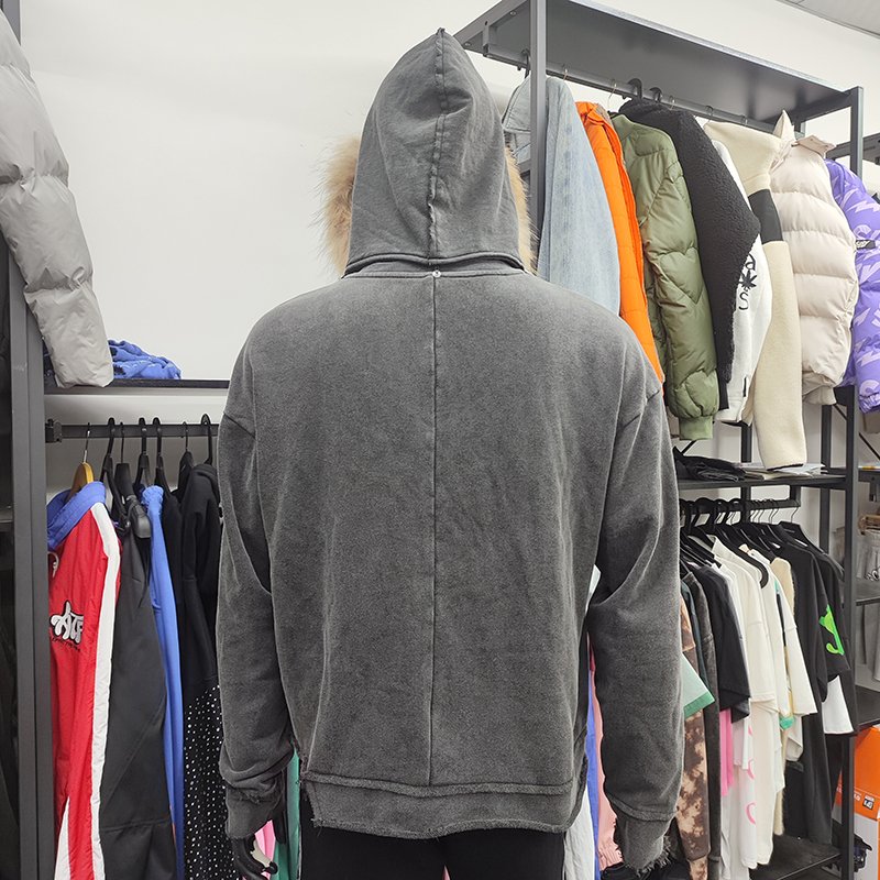 Drop Shipping OEM Streetwear Custom Logo Pullover Oversized Monkey Wash Vintage Hoodie for Men
