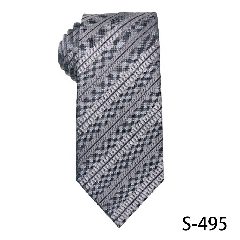 High Quality Classic black Grey Commercial Men's Tie Polyester Striped Floral Neck Tie for Wholesale Luxury Ties