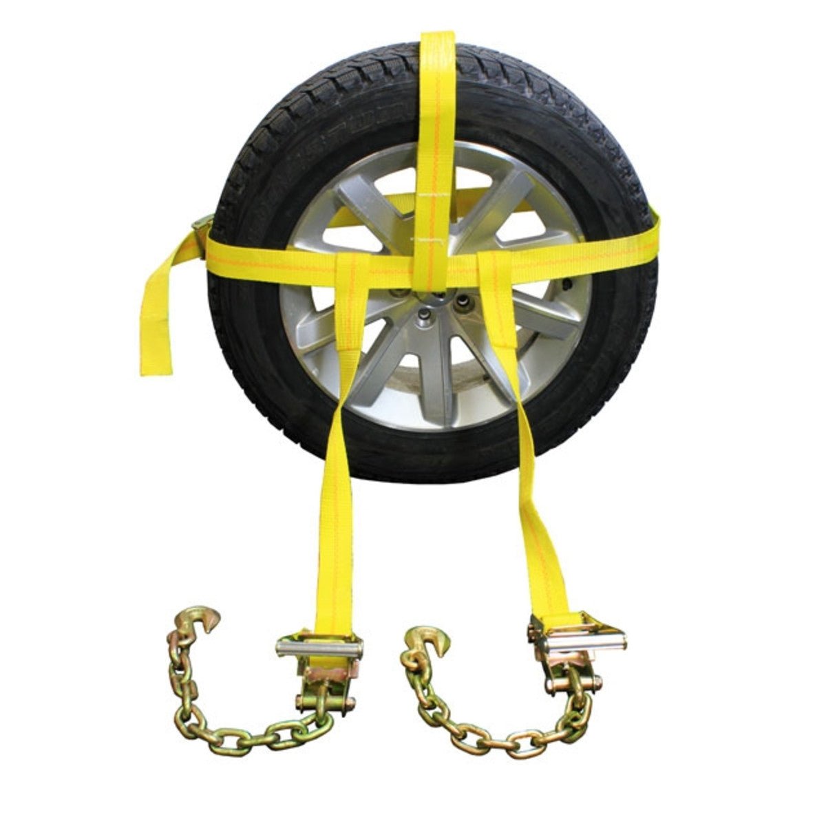 Vehicle Tire Strap 8 Point Roll Back Tie Down Wheel Strap with Chain Ends for Trailers Hauling Cars