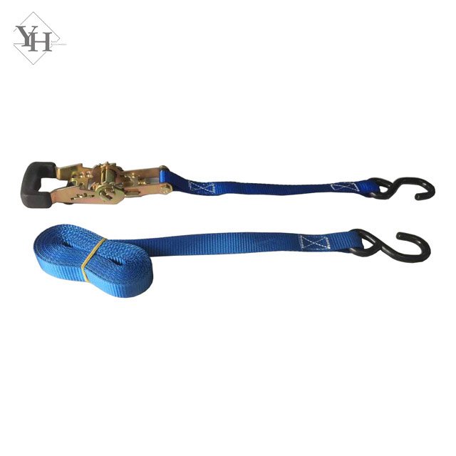 heavy duty 25mm 1500kg 3m 4m 5m 6m 8m cargo lashing belt 1 inch 3300LB motorcycle ratchet tie down straps with S hook