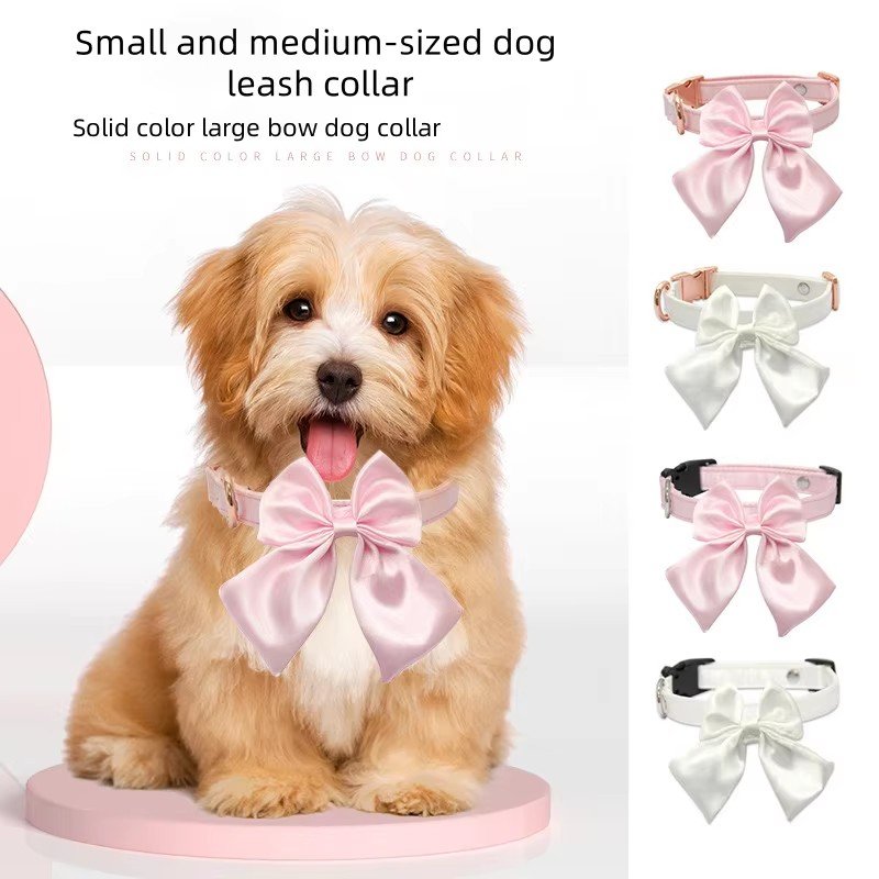 Wholesale Custom Personalized Silk Tie Satin Ribbon Bow tie Adjustable Solid Dog Collar Cat Collar Pet Collar for Small Animals
