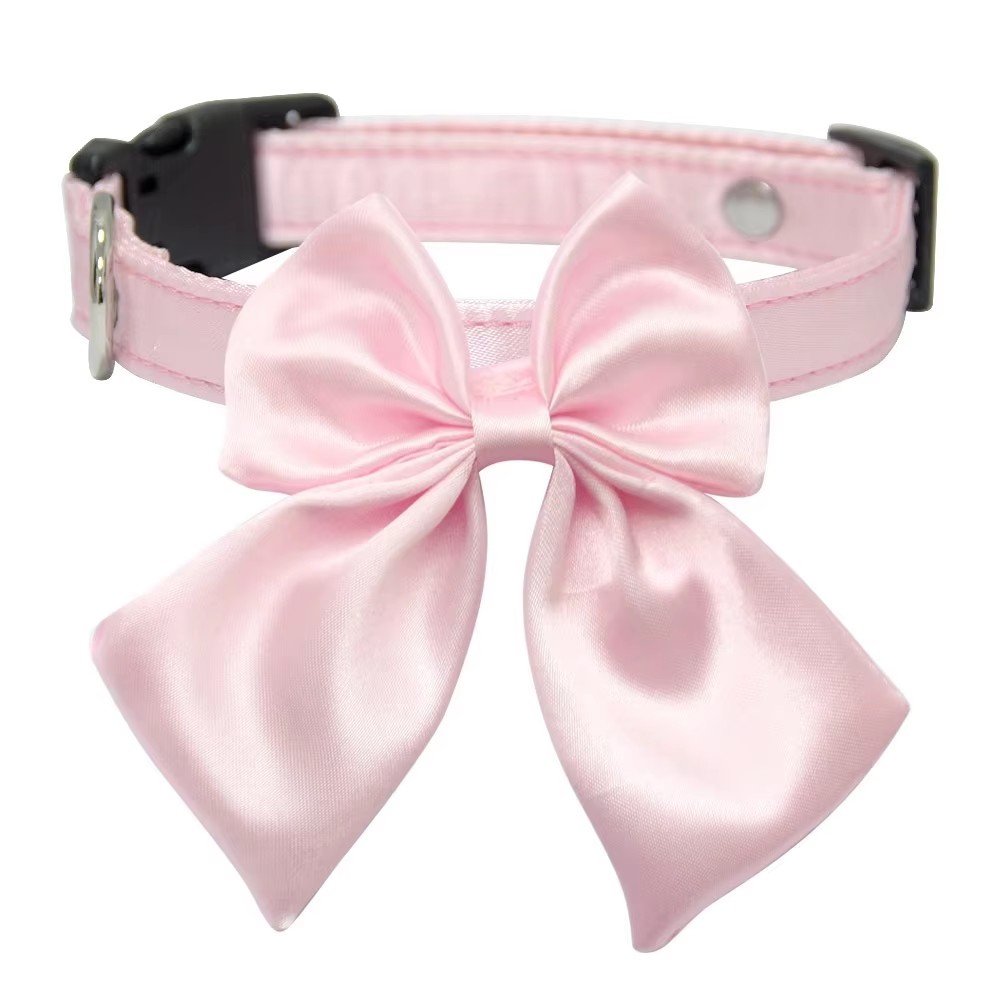 Wholesale Custom Personalized Silk Tie Satin Ribbon Bow tie Adjustable Solid Dog Collar Cat Collar Pet Collar for Small Animals