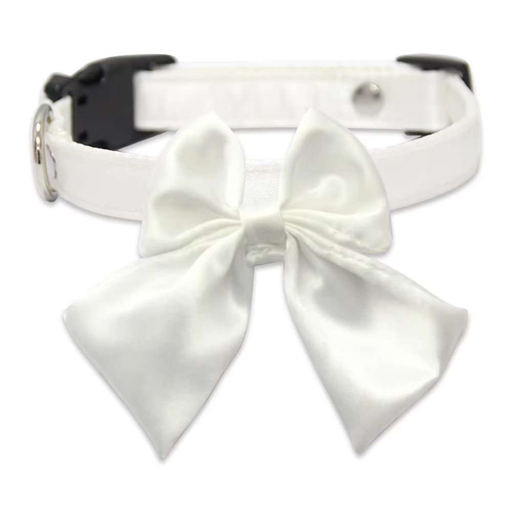 Wholesale Custom Personalized Silk Tie Satin Ribbon Bow tie Adjustable Solid Dog Collar Cat Collar Pet Collar for Small Animals
