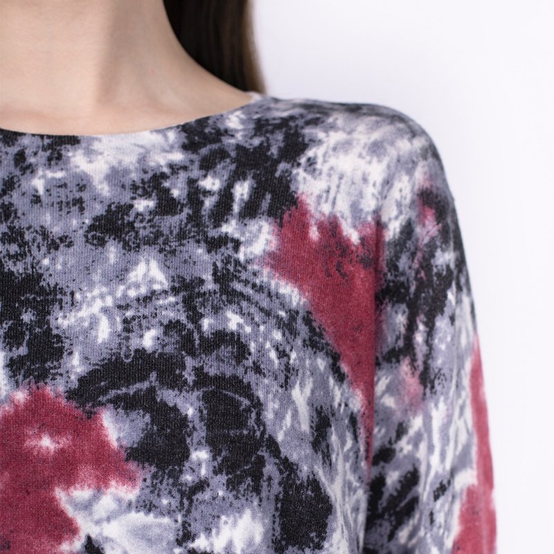 Baifuya Jacquard Fall Pullover Crew Neck Vintage Women's Knitted Oversized Sweater Tie Dye Sublimation Printing T Shirts