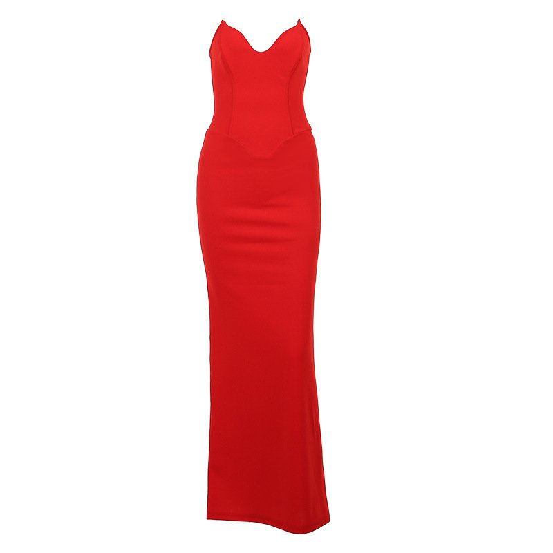 JY23358DG Women's Formal Cocktail Dress Red Sexy Knee-length Bridal Night Dress Ladies Elegant Party Dress