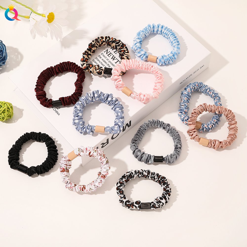 New Skinny Satin Scrunchies Hair Ties Woman Scrunchy Chouchou Ponytail Holder