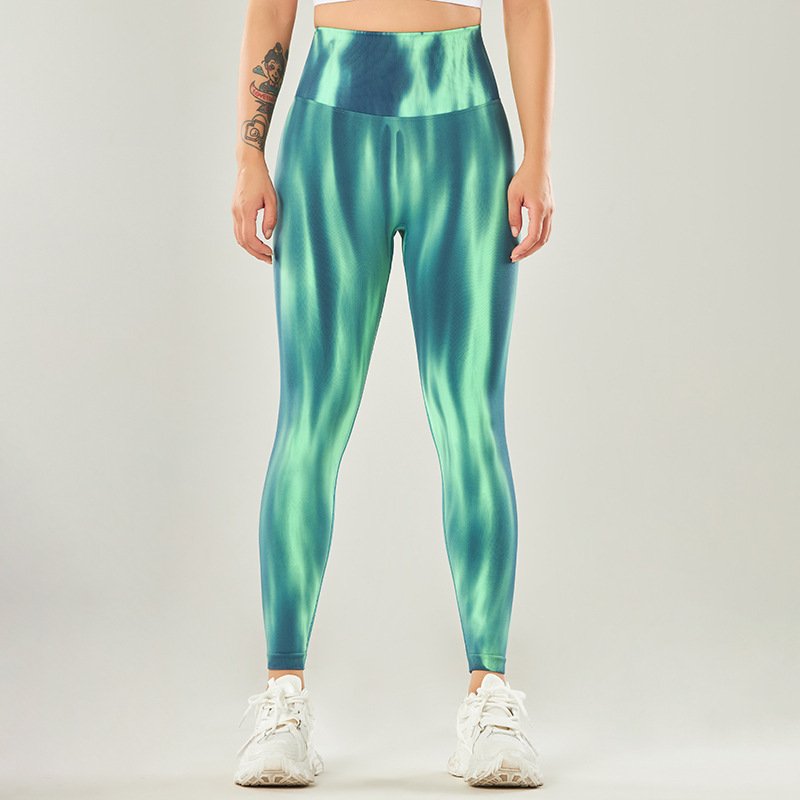 Tie dye high waist women body shaper yoga scrunch leggings workout pants activewear