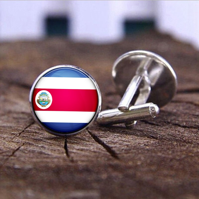 80 Model Caribbean Costa Rica Flag Map Tie Clip Lapel Pin Ring Brooch Cuff Link Necklace Bracelet Earrings Key Chain Jewelry Set
