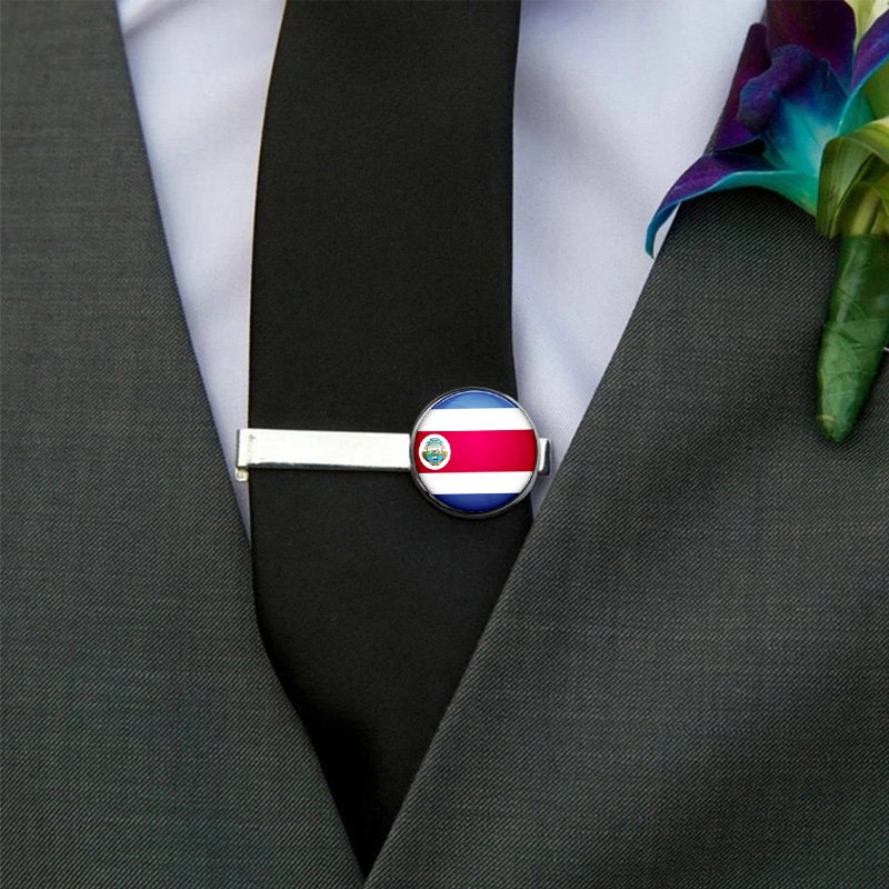 80 Model Caribbean Costa Rica Flag Map Tie Clip Lapel Pin Ring Brooch Cuff Link Necklace Bracelet Earrings Key Chain Jewelry Set