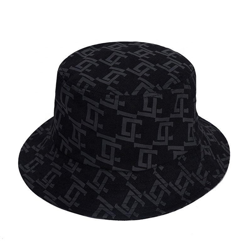 Vintage Tie Dye Bucket Hat with Classic Monogram Design for Men Sublimated Fishing Cap in Blue Jeans Style