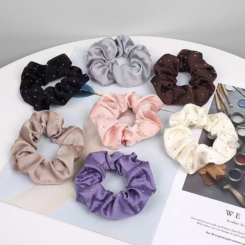 Diamond Hair Elastic Band Solid Colored Large Intestine Ring elastic hair Scrunchies women hair accessories