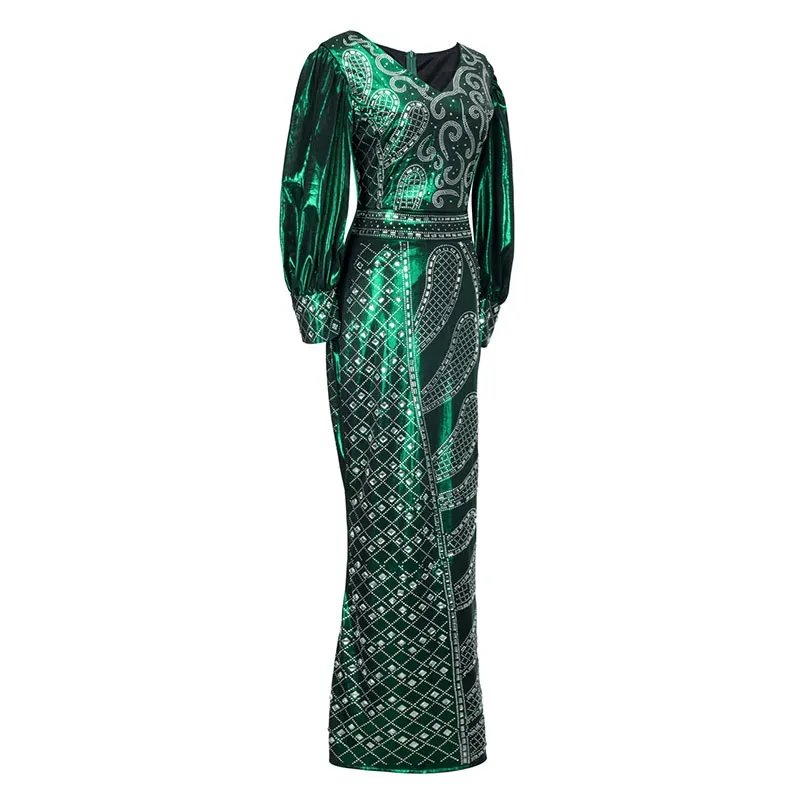 2023 New In Luxury Plus Size African Sequins Dress for Women Elegant Lady Wedding Evening Dresses Sexy Female Party Bodycon Gown