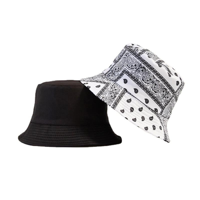 Double Sided Bucket Hat Cashew Flower Female Flat Top Small Eaves Sunscreen Tie-dyed Twill Color Custom Bucket Hat