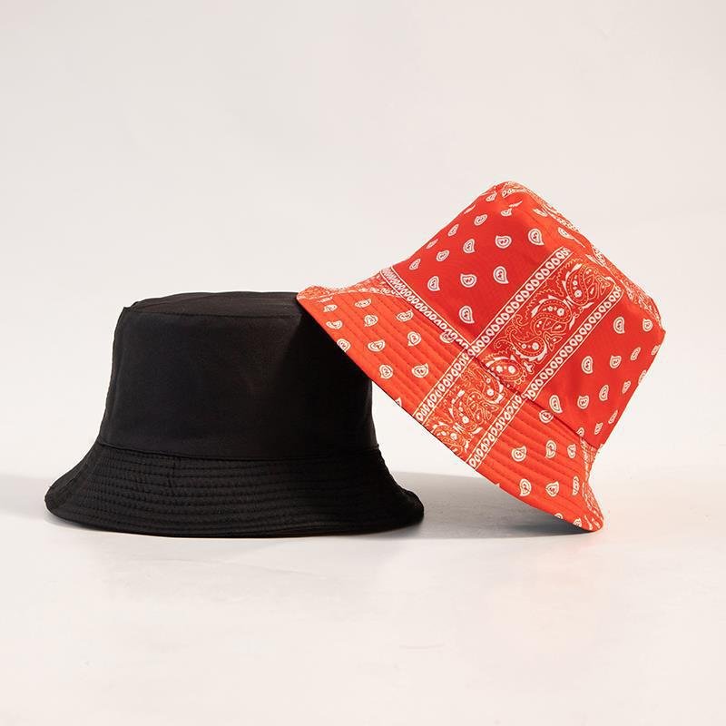 Double Sided Bucket Hat Cashew Flower Female Flat Top Small Eaves Sunscreen Tie-dyed Twill Color Custom Bucket Hat