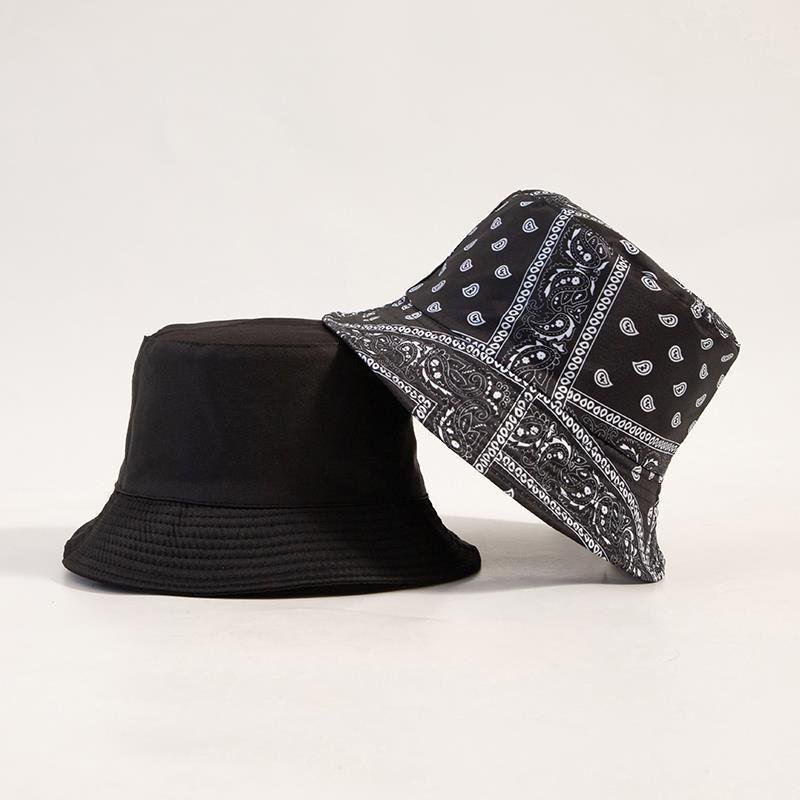 Double Sided Bucket Hat Cashew Flower Female Flat Top Small Eaves Sunscreen Tie-dyed Twill Color Custom Bucket Hat
