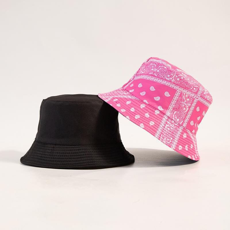Double Sided Bucket Hat Cashew Flower Female Flat Top Small Eaves Sunscreen Tie-dyed Twill Color Custom Bucket Hat