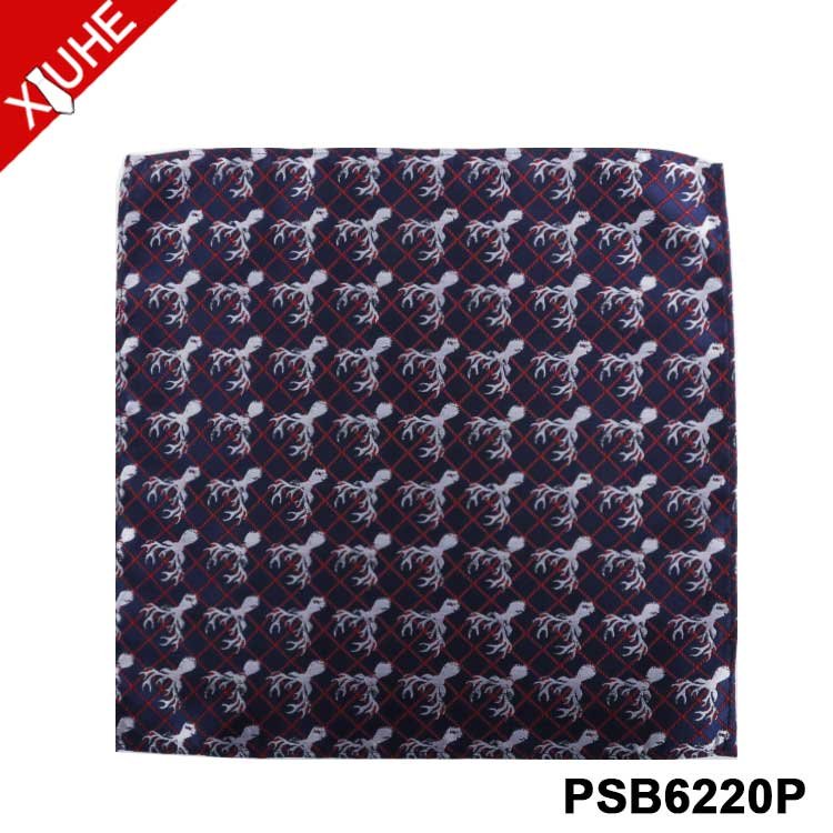 New Design Holiday Bandana Pocket Square Christmas Pattern Red Green Pocket Square Men Woven Custom Polyester Handkerchief