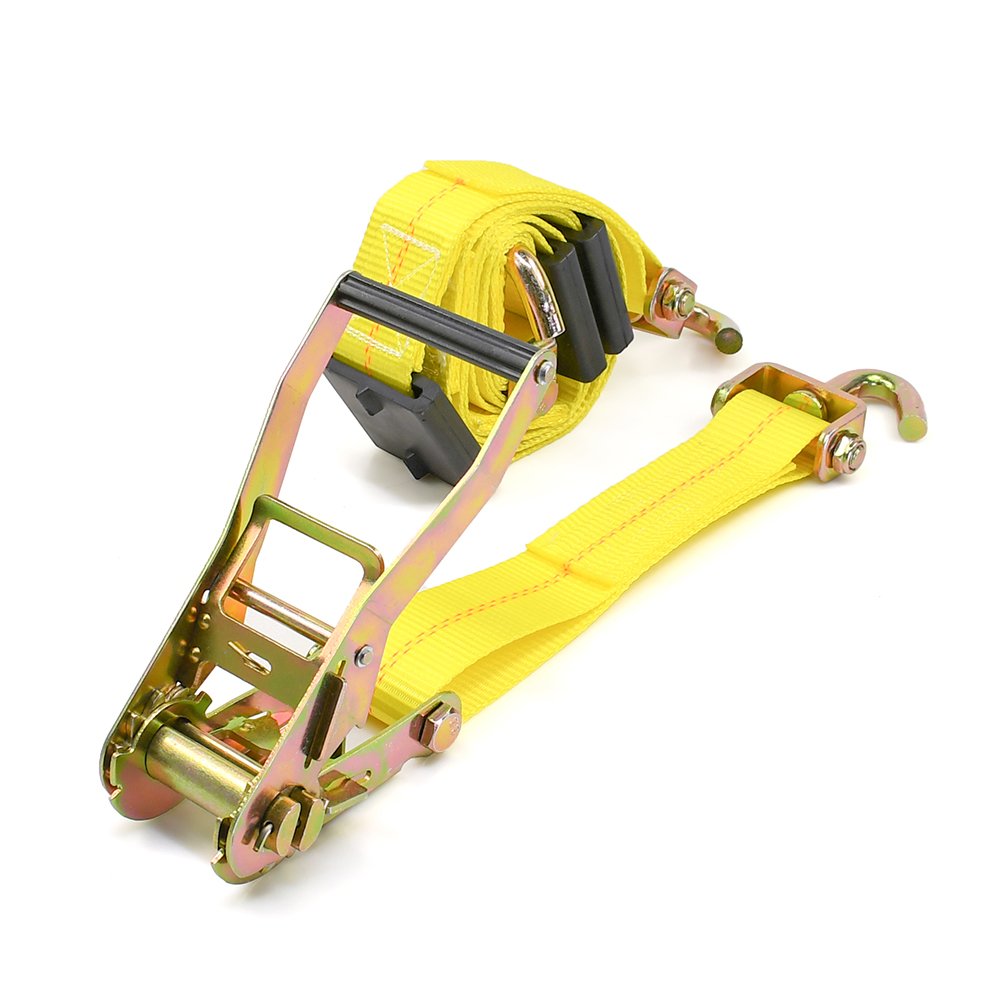 Factory Price 2 Inch 10000Lbs Rubber Tire Cleats Tow Dolly Wheel Strap Ratchet Tie Down with Swivel J Hook