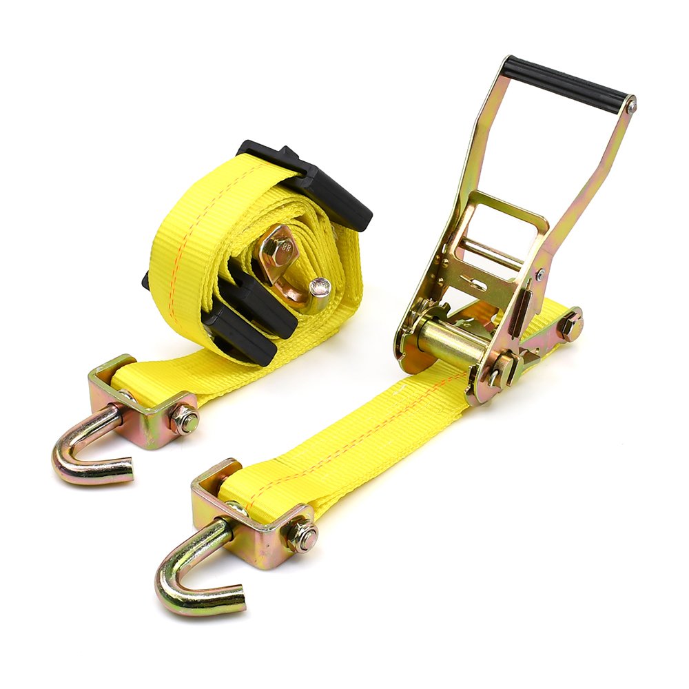 Factory Price 2 Inch 10000Lbs Rubber Tire Cleats Tow Dolly Wheel Strap Ratchet Tie Down with Swivel J Hook
