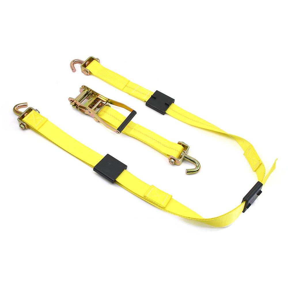 Factory Price 2 Inch 10000Lbs Rubber Tire Cleats Tow Dolly Wheel Strap Ratchet Tie Down with Swivel J Hook