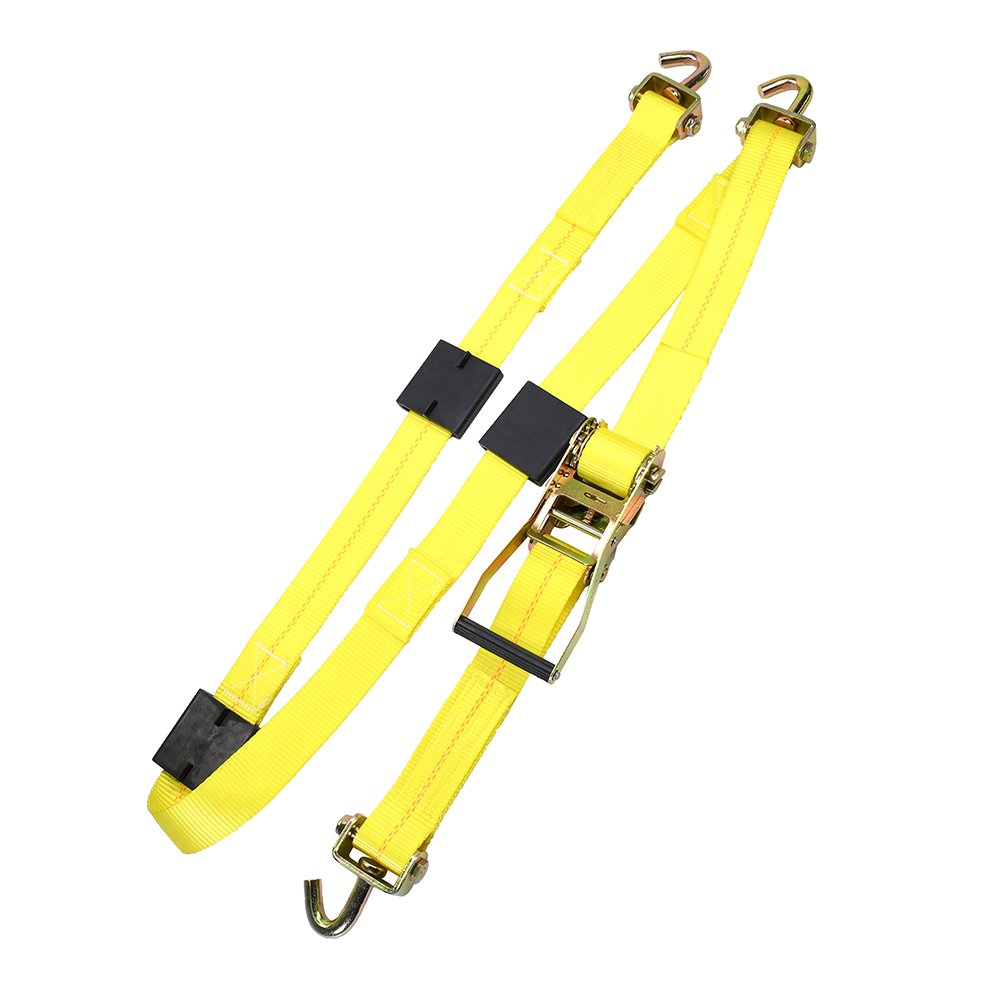 Factory Price 2 Inch 10000Lbs Rubber Tire Cleats Tow Dolly Wheel Strap Ratchet Tie Down with Swivel J Hook
