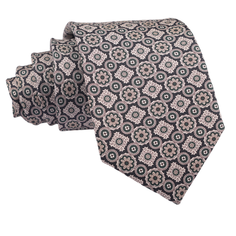 Mens Geometric Necktie Italian Pattern Custom Printed Silk Ties