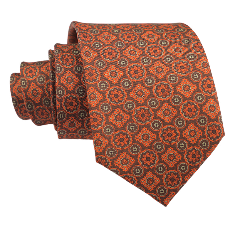 Mens Geometric Necktie Italian Pattern Custom Printed Silk Ties