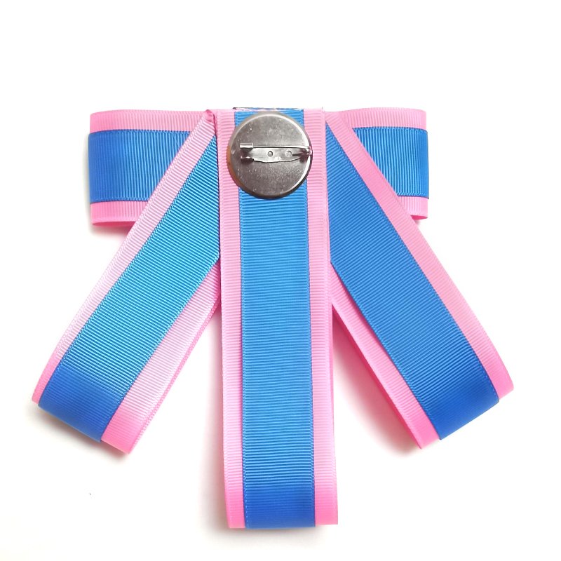 bowtie brooch popular design in US brooch with bow pink&blue ribbon bow tie brooch for formal uniform shirt