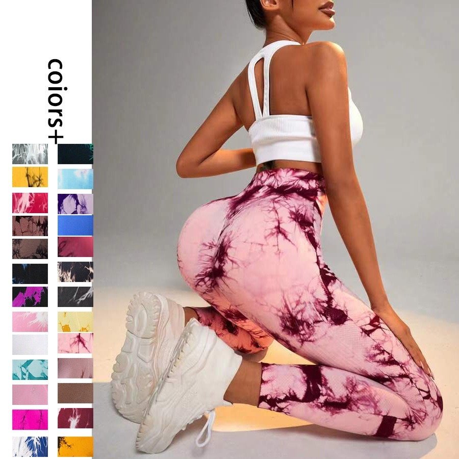 Yoga tie dye Pants For Women Quick Dry Fitness Elastic Breathable Fabric INS Seamless High Compression Sporty Yoga Leggings