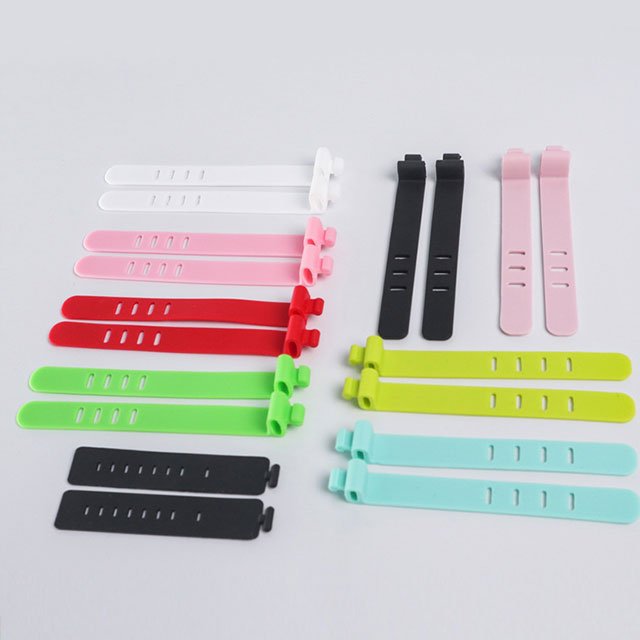 Custom Logo Eco Friendly Soft Durable Flexible Reusable Silicone Cable Ties Earphone Wire Cord Organizer
