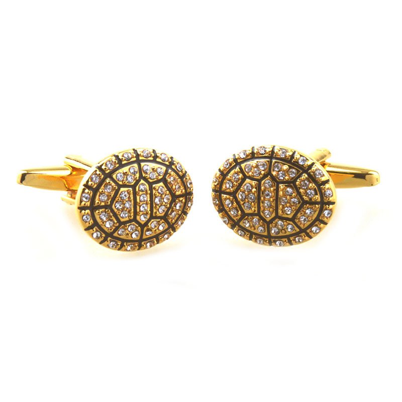 Wholesale Luxury Custom Men's Cuff Links Gold Plated Tortoise Shell Crystal Diamond Business Suit Wedding Tuxedo Button Gifts