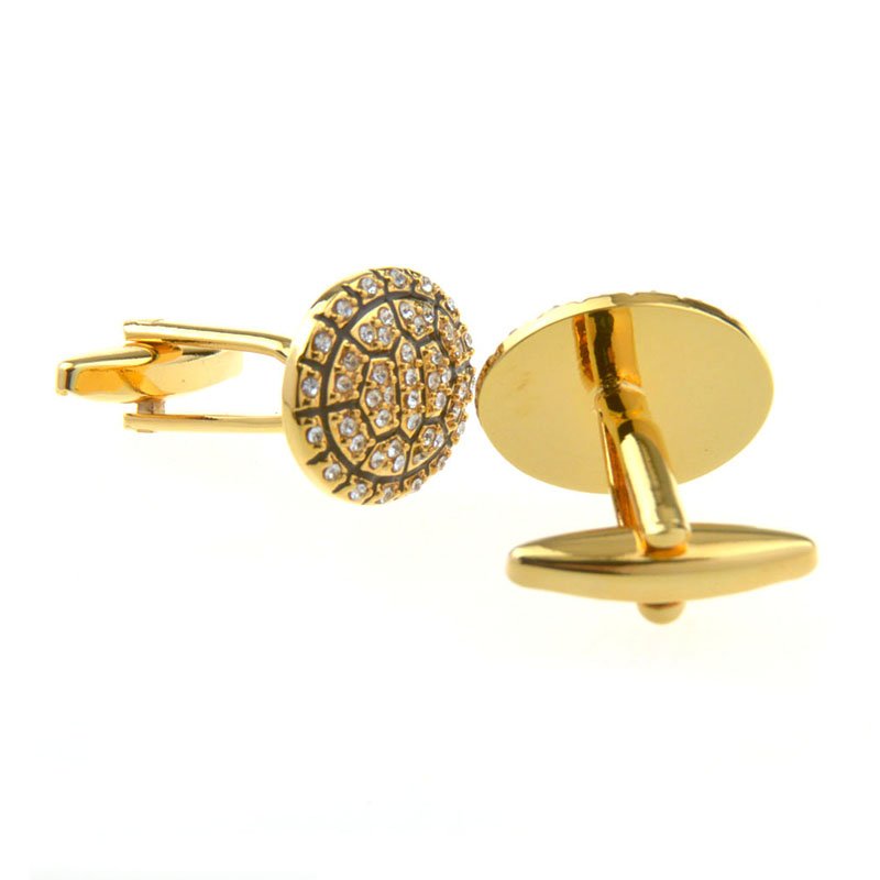 Wholesale Luxury Custom Men's Cuff Links Gold Plated Tortoise Shell Crystal Diamond Business Suit Wedding Tuxedo Button Gifts