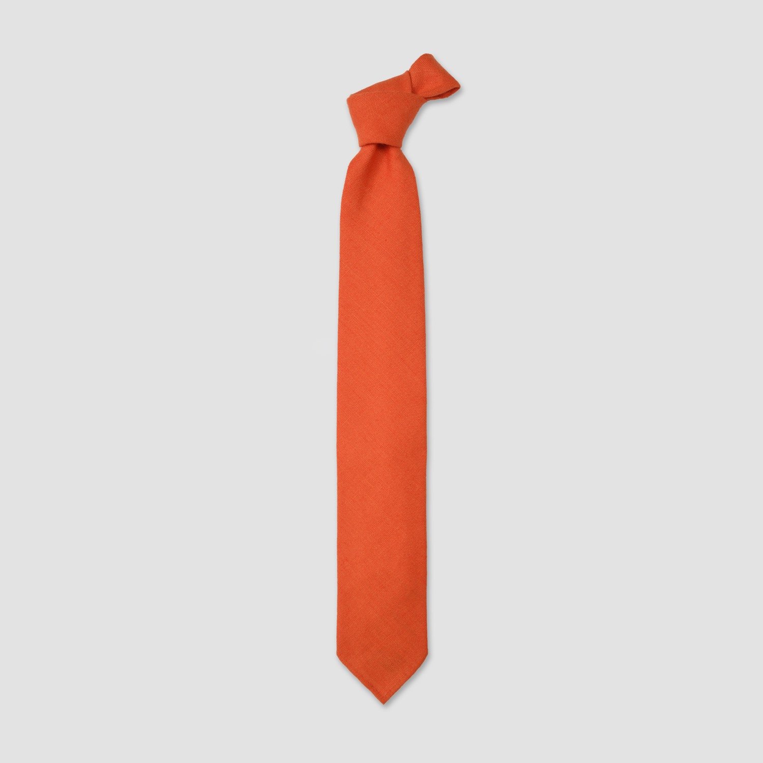 Luxurious Orange Linen Tie - Handmade Italian Craftsmanship Product - Adaptable for Graduation Ceremonies