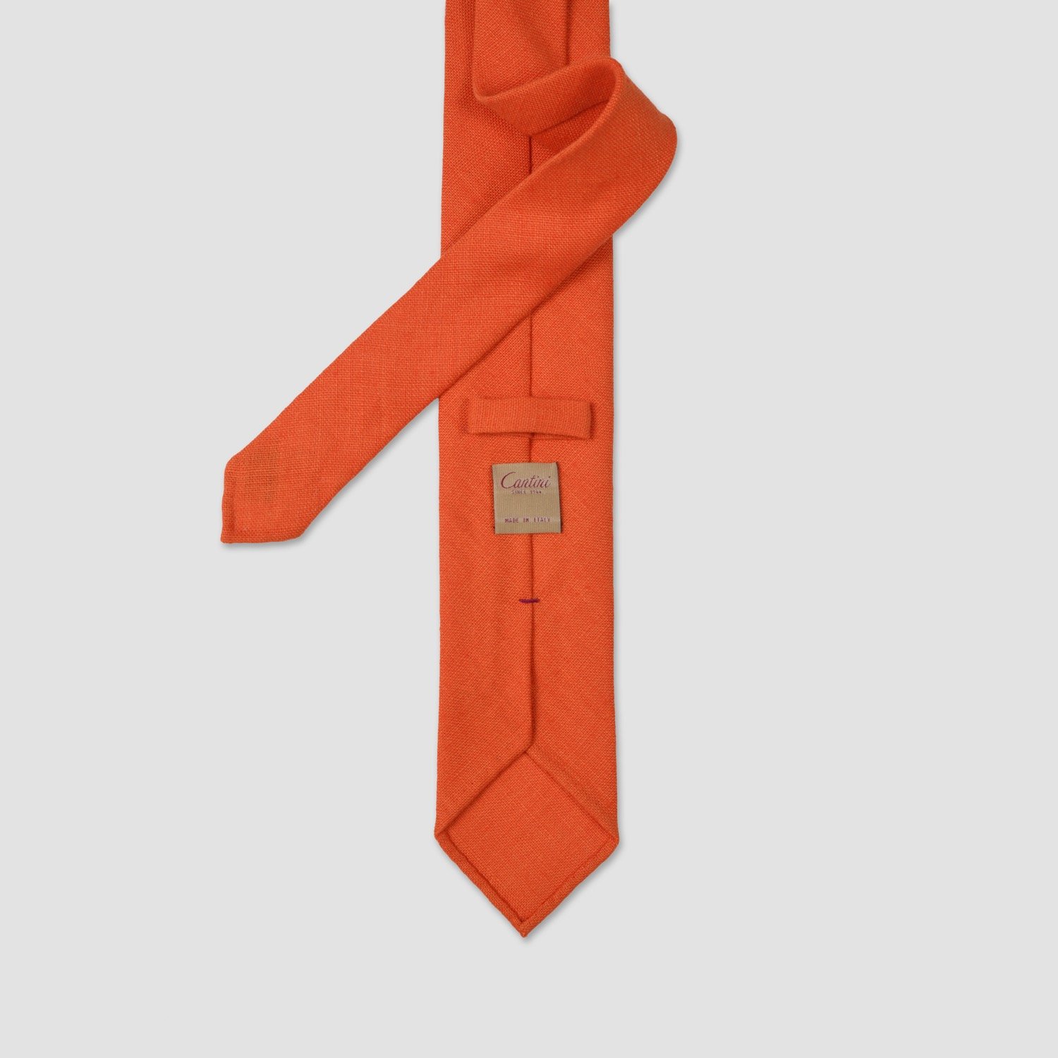 Luxurious Orange Linen Tie - Handmade Italian Craftsmanship Product - Adaptable for Graduation Ceremonies