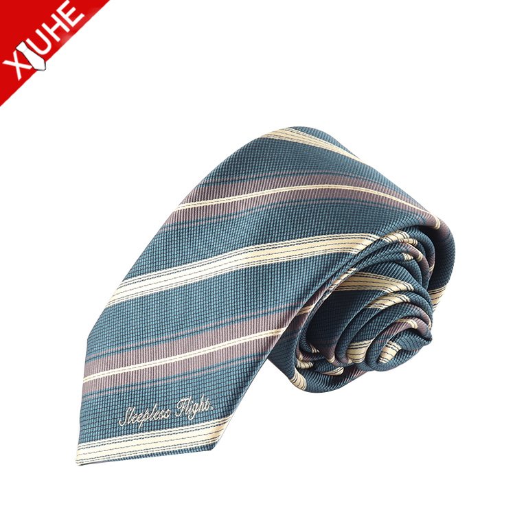 Wholesale Custom Jacquard 100% Polyester Necktie Fashion Business Design School Logo Ties Slim Striped Tie for Gift