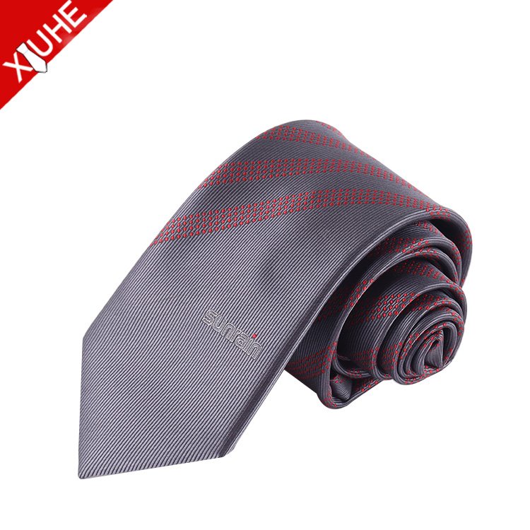 Wholesale Custom Jacquard 100% Polyester Necktie Fashion Business Design School Logo Ties Slim Striped Tie for Gift