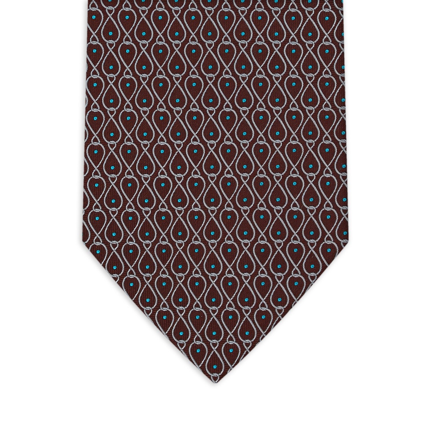 Stylish Jacquard Ties for Businessman - 148 cm Silk Seven Fold Tie Pisa Brown - A Mark of Quality for Men