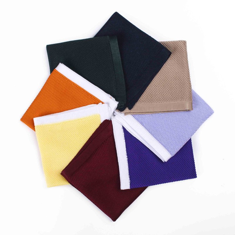 fashion casual men polyester plain knitted bow ties and pocket squares for men