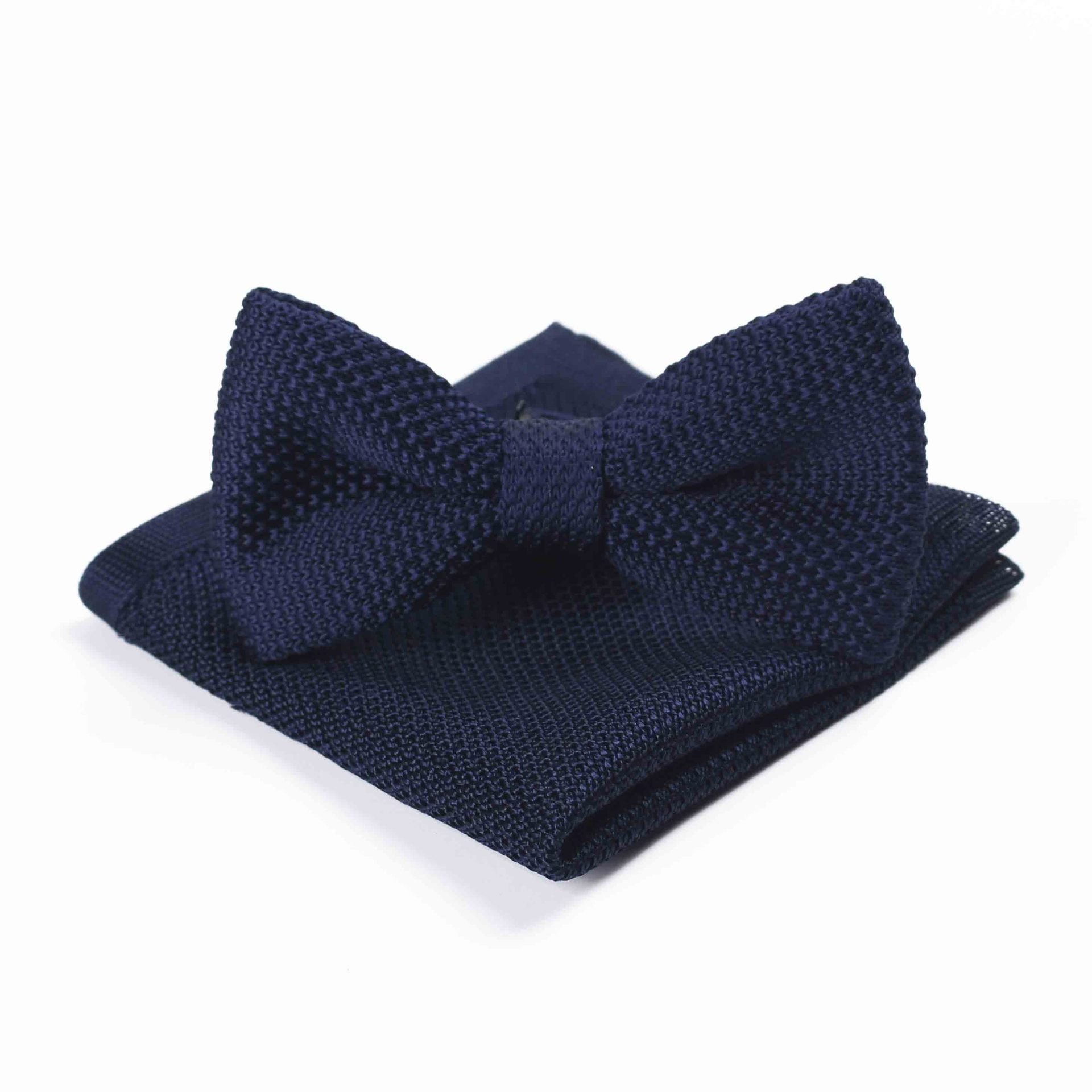 fashion casual men polyester plain knitted bow ties and pocket squares for men