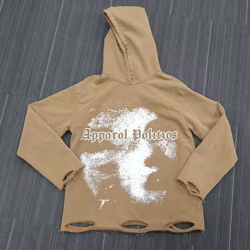 Custom high quality cotton french terry acid wash cut hem hoodie distressed raw hem hoodie screen print vintage washed hoodie