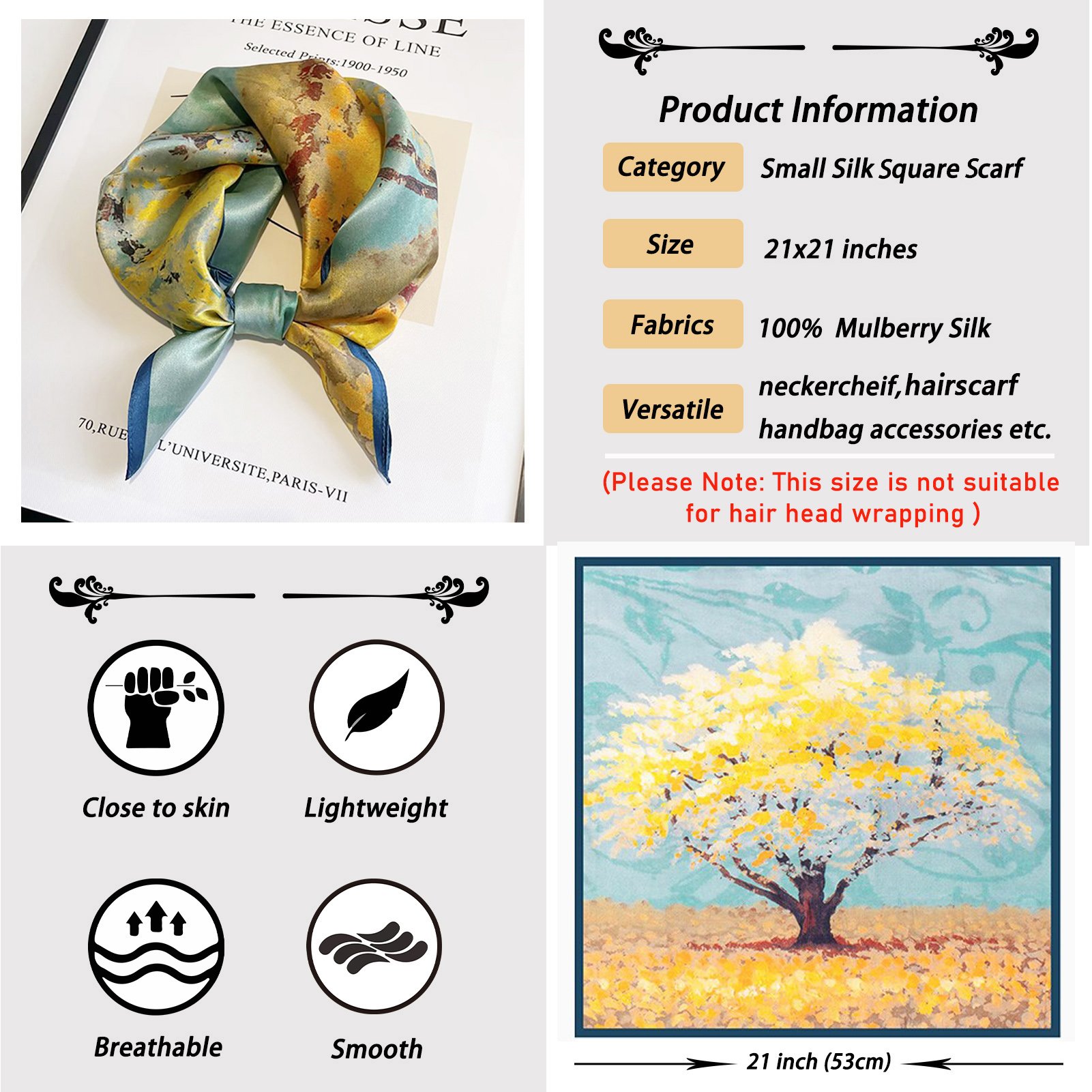 High quality ladies floral printed pure 100 silk square scarf small 53cm square scarves women short neck tie scarf