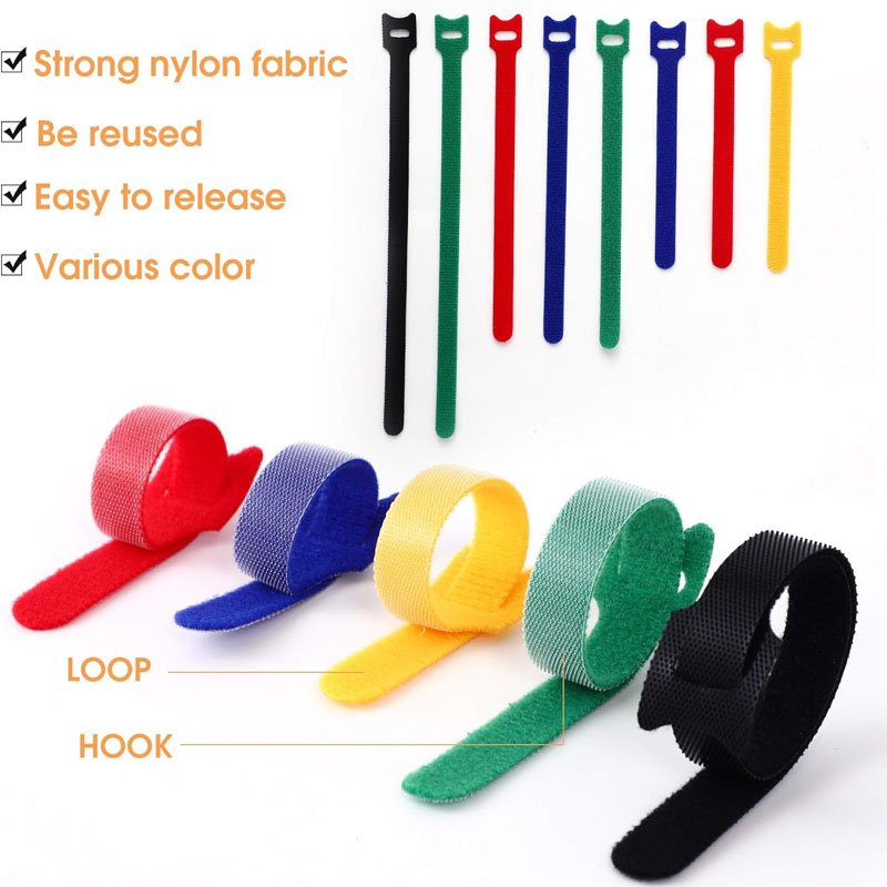 Stock Wholesale Back To Back Hook And Loop Strap Fastener Cable Organizer Colorful Reusable Cable Ties