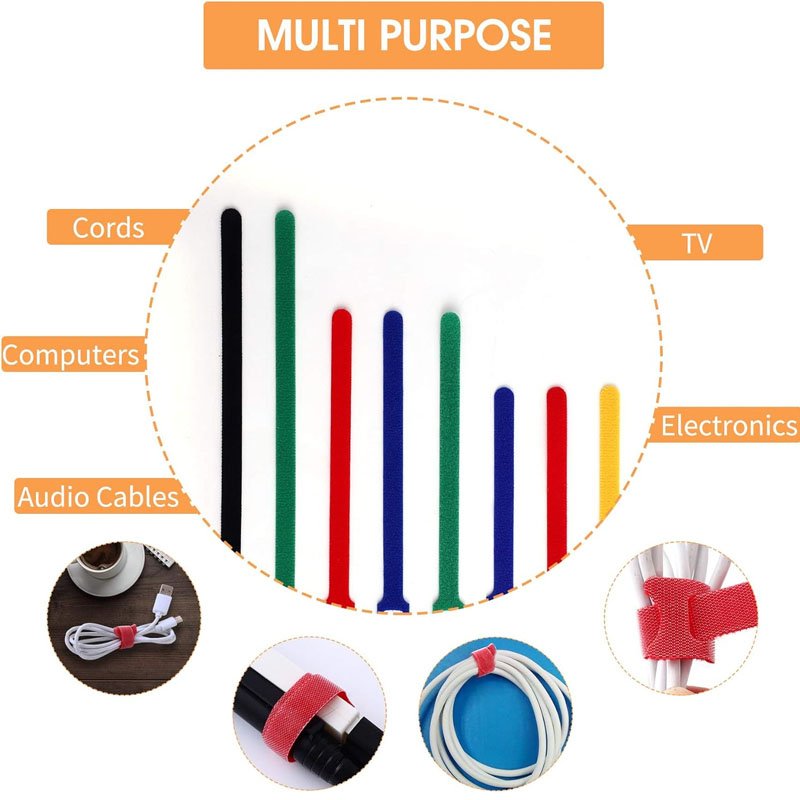 Stock Wholesale Back To Back Hook And Loop Strap Fastener Cable Organizer Colorful Reusable Cable Ties