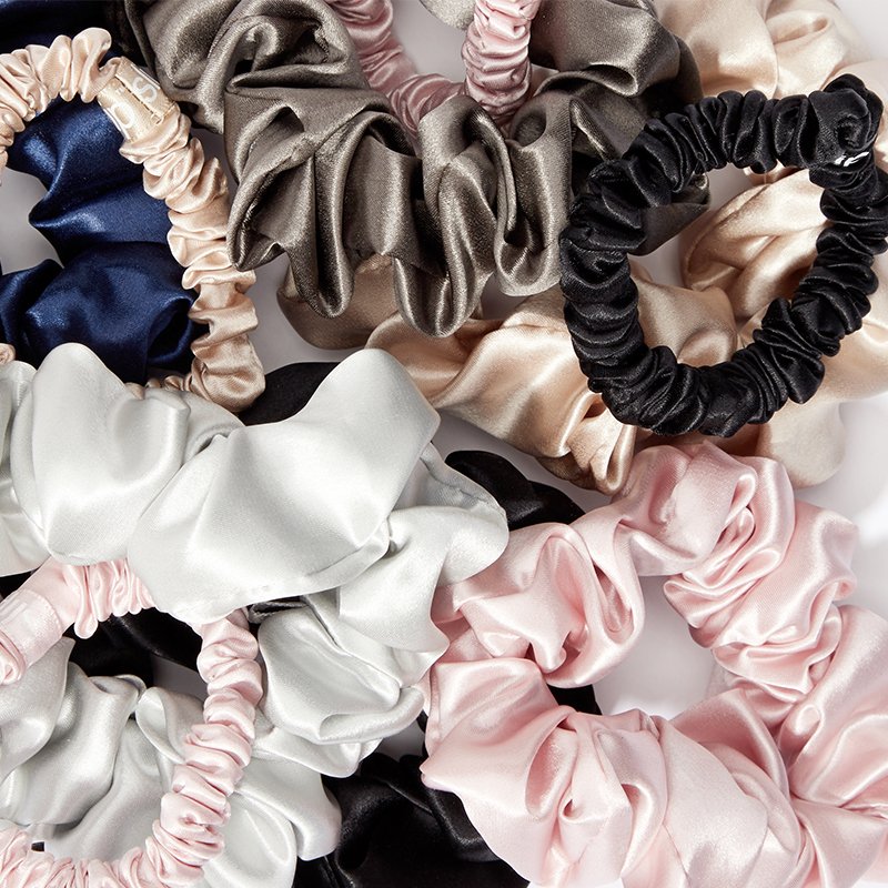 wholesale custom 100% Mulberry Silk Scrunchies Soft Hair Ties Elastic Hair Band Silk Scrunchies